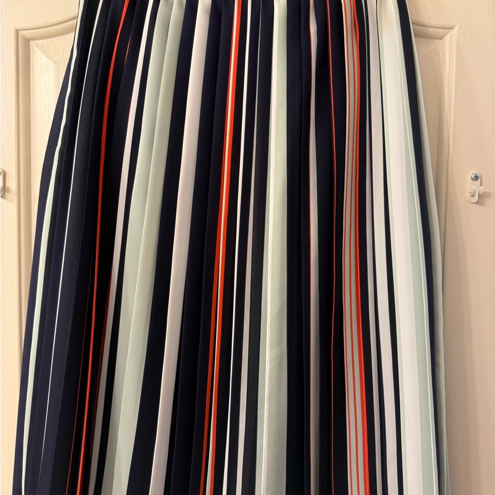 Rebecca Minkoff Blue and White Pleated A-Line Skirt